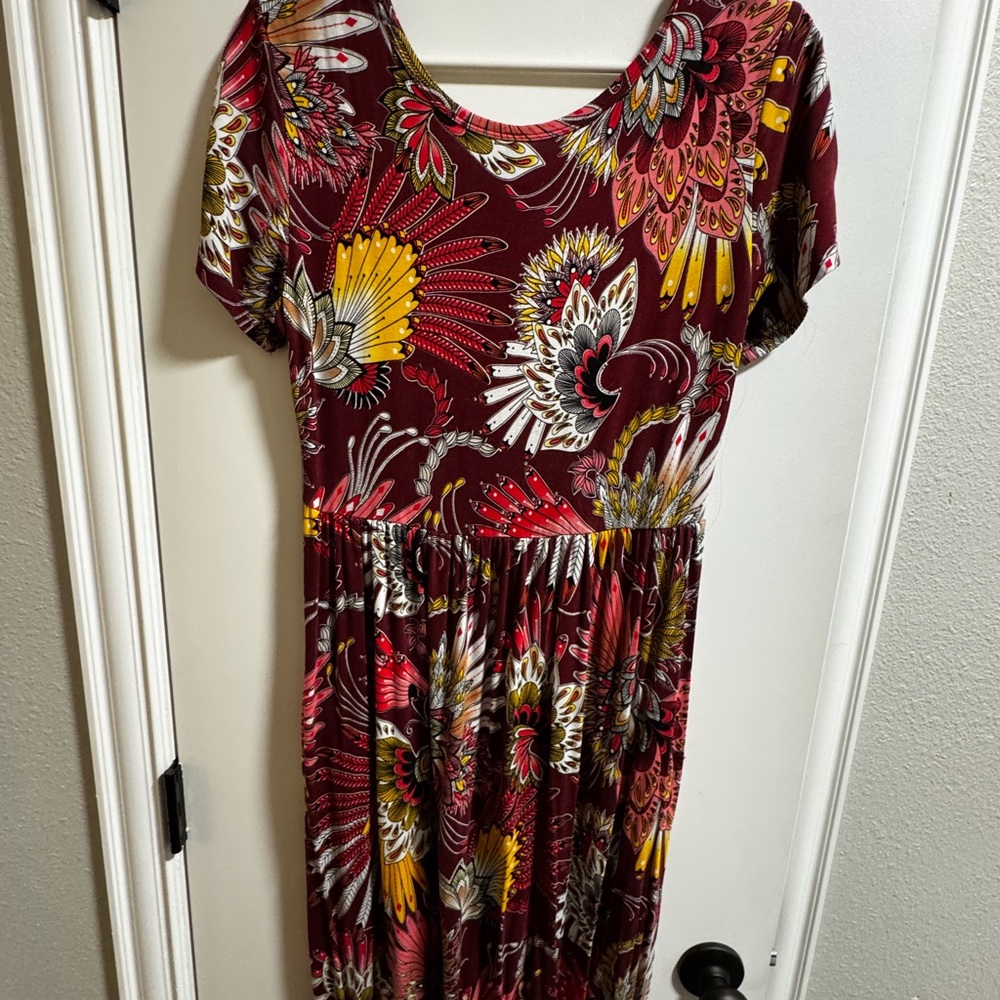 Floral Print Maxi Dress - Multicolor